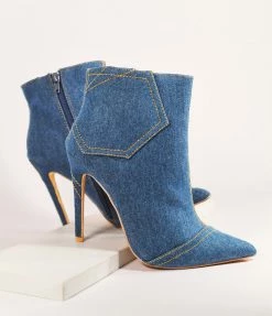 DDK FOOTWEAR, INC Shoes Denim Stiletto Booties