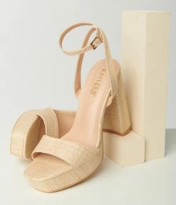 DDK FOOTWEAR, INC Beige Rattan Platform Heel