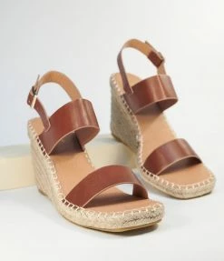 DDK FOOTWEAR, INC Swim Accessories Brown Leatherette Espadrille Wedge Sandals