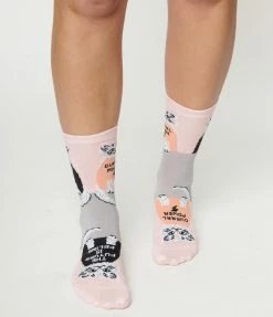 Yellow Owl Workshop Pink Future Is Feline Crew Socks Accessories