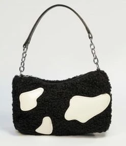 Ana Accessories Black & White Cow Fabric Handbag