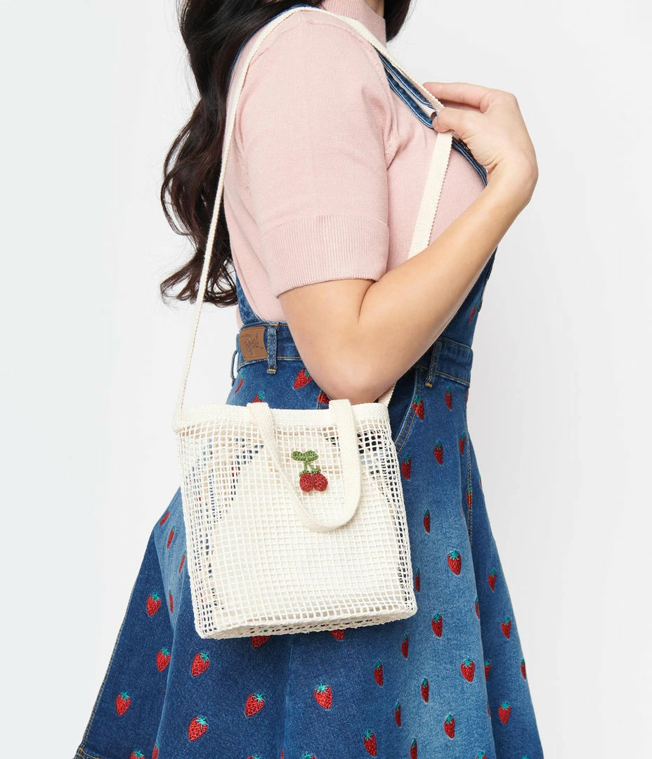 Ana Accessories White Net Mini Tote