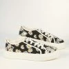 Matisse Black Daisy Print Platform Sneakers Shoes