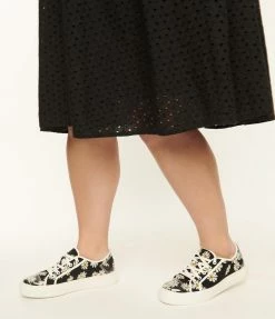 Matisse Black Daisy Print Platform Sneakers Shoes