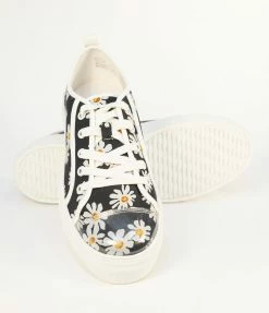 Matisse Black Daisy Print Platform Sneakers Shoes