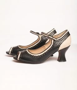 Ellie Shoes Bettie Page Black & Nude Peep Toe Lydia Heels