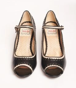 Ellie Shoes Bettie Page Black & Nude Peep Toe Lydia Heels