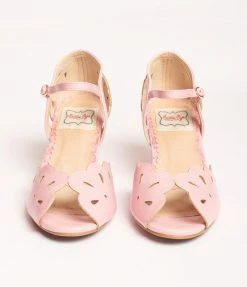Ellie Shoes Bettie Page Pink Leatherette Cut Out Julia Heels