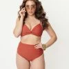 Sunday Brunch Swimwear Retro Style Brick Red Bikini Set