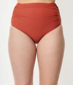 Sunday Brunch Swimwear Retro Style Brick Red Bikini Set