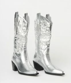 Billini Shoes Silver Metallic Cowboy Boot