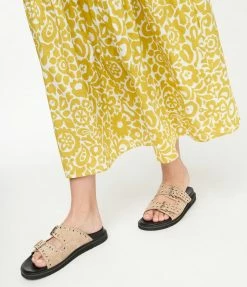 Billini Pebble Tan Suede Studded Slide Sandals