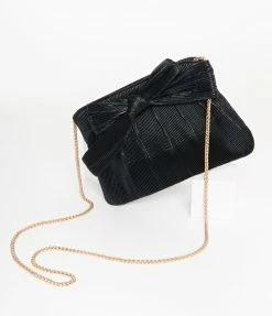 Joia Accessories Black Patent Leatherette Bow Handbag