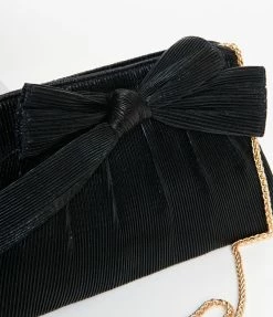 Joia Accessories Black Patent Leatherette Bow Handbag