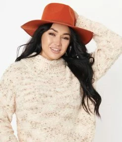 Joia Rust Orange Wide Brim Panama Hat