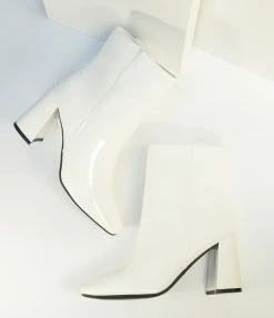 JP Original Corp. Shoes White Patent Leatherette Ankle Boots