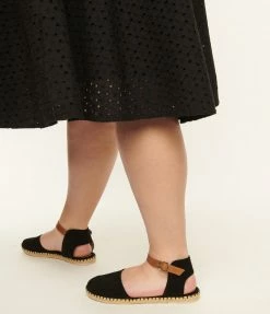 Fortune Dynamic Black Suede Espadrille Sandals