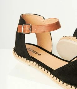 Fortune Dynamic Black Suede Espadrille Sandals