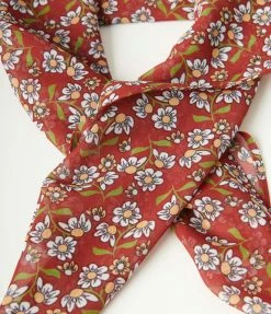 Unique Vintage Rust & Daisy Print Hair Scarf Accessories