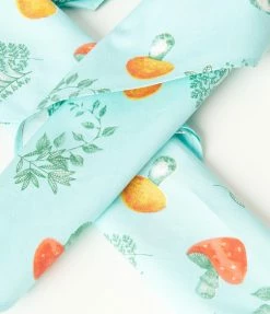 Unique Vintage Mint & Mushroom Print Hair Scarf Accessories