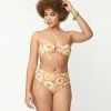 Magnolia Place Mustard Floral Print Two Piece Swimsuit