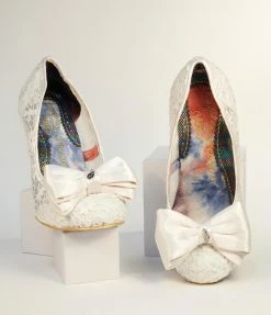 Design Asylum Manufacturing (HK) Limited (Irregular Choice Shoes) Irregular Choice Ivory Bow Lace Bridal Heels 1930s & 1940s