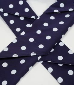 Unique Vintage Navy & White Dots Hair Scarf 1950s