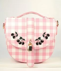 Collectif Pink Gingham Cherry Lydia Crossbody Accessories
