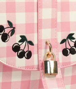 Collectif Pink Gingham Cherry Lydia Crossbody Accessories