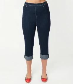 Bottoms Collectif Dark Denim Bambi Jean Capris