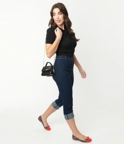 Bottoms Collectif Dark Denim Bambi Jean Capris