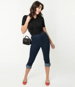 Bottoms Collectif Dark Denim Bambi Jean Capris