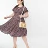 SHEEN Clothing Ltd 1950s Plus Size Black & Multi Floral Swing Dress