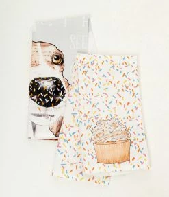 Finelines (Boston International) Accessories Cupcake Dog Tea Towel Set