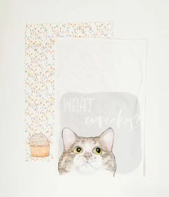 Finelines (Boston International) Accessories Cupcake Cat Tea Towel Set