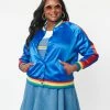 Jackets Rainbow Brite X Unique Vintage Plus Size Royal Blue Satin Bomber Jacket
