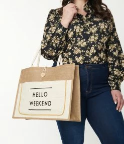 Anarchy Street Brown & White Hello Weekend Tote Bag