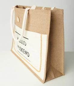 Anarchy Street Brown & White Hello Weekend Tote Bag