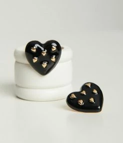 Anarchy Street 1980s & 1990s Black Heart Post Earrings
