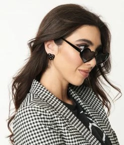 Anarchy Street 1980s & 1990s Black Heart Post Earrings