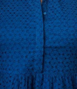 SHEEN Clothing Ltd 1950s Plus Size Blue Eyelet Harlow Swing Dress