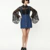 Collections Smak Parlour Denim Blue Suspender Mini Skirt