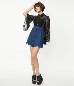 Collections Smak Parlour Denim Blue Suspender Mini Skirt