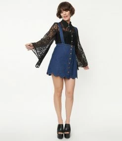 Collections Smak Parlour Denim Blue Suspender Mini Skirt