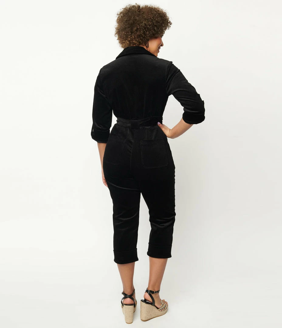 Collections Unique Vintage Black Corduroy Trixie Jumpsuit