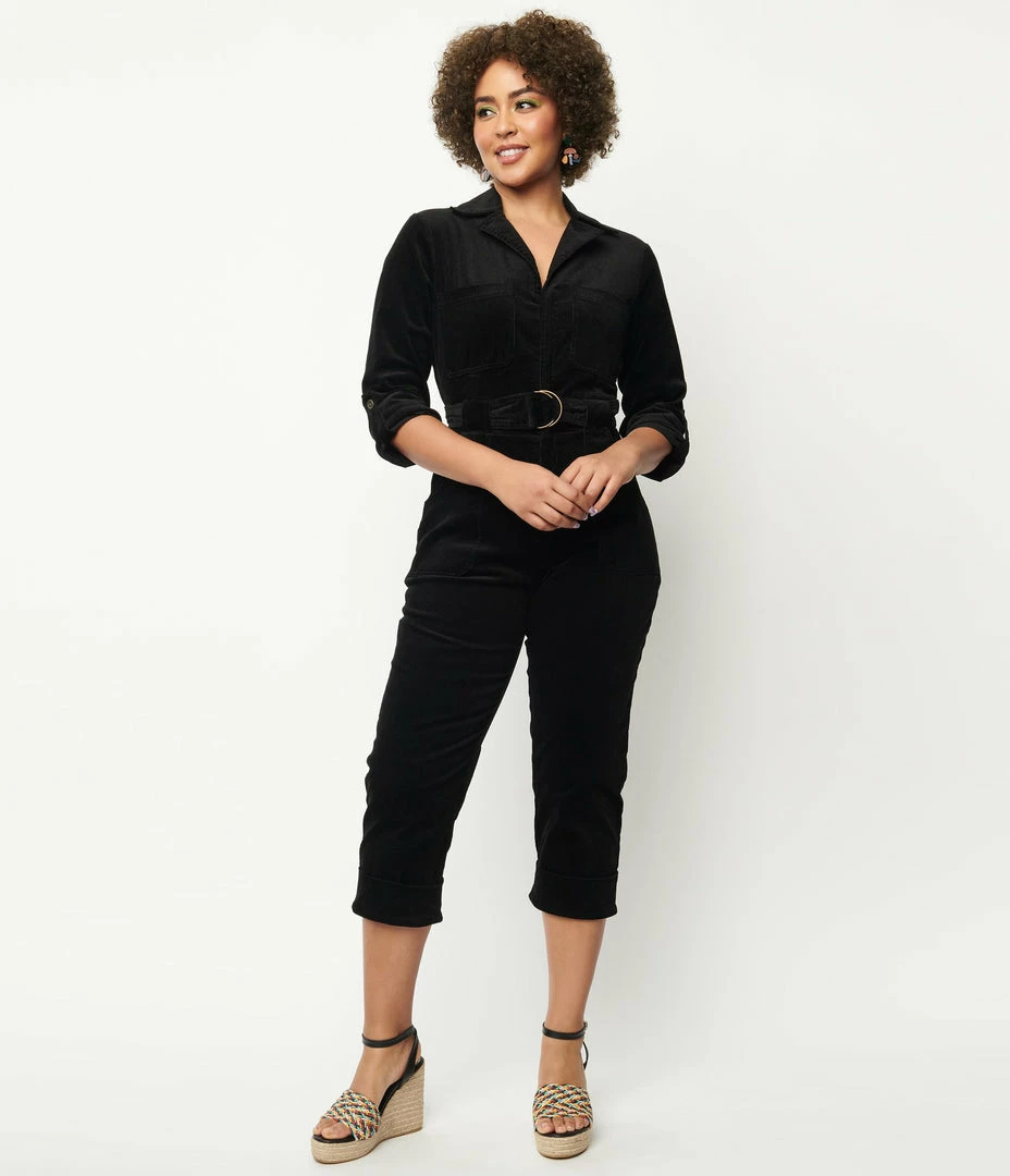 Collections Unique Vintage Black Corduroy Trixie Jumpsuit