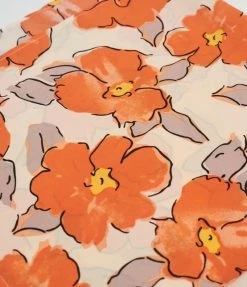 Unique Vintage Cream & Orange Floral Print Hair Scarf