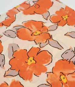 Unique Vintage Cream & Orange Floral Print Hair Scarf