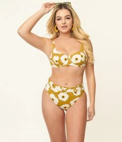 Swimwear Kingdom & State Olive & White Poppy Swim Top