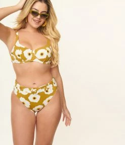 Swimwear Kingdom & State Olive & White Poppy Swim Top